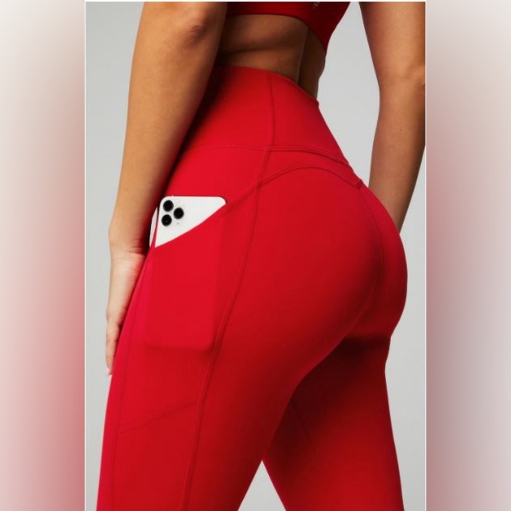NWT- Fabletics PureLuxe High-Waisted Pocket 7/8 Leggings -HEATED RED (24”) new ! - Picture 10 of 11